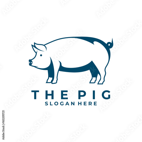 Pig animal logo design vector template. Pig farm logo icon