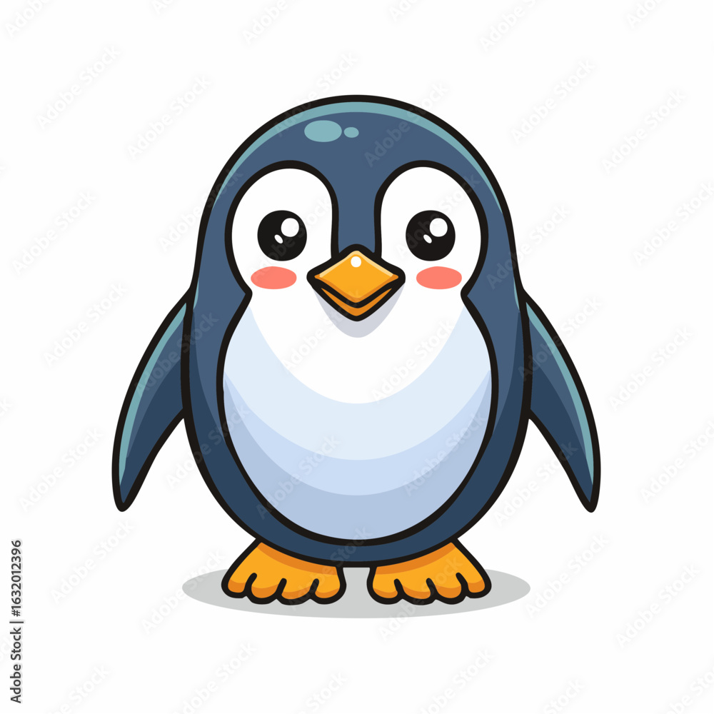Fototapeta premium Adorable cartoon penguin with big eyes, creating a cute and innocent vector illustration