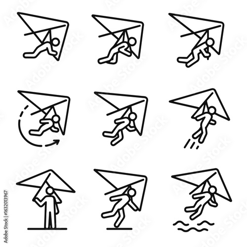 Hang Gliding Icon Grid