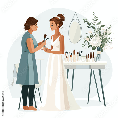 Bridal makeup preparation scene