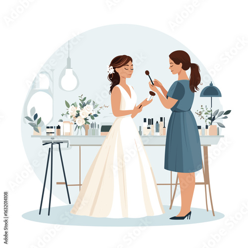 Bridal makeup preparation scene
