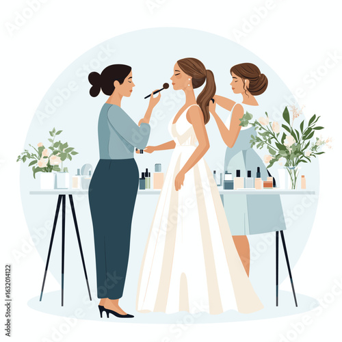 Bridal makeup preparation scene