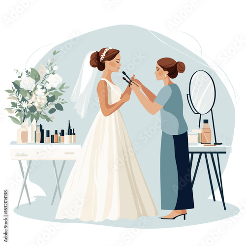 Bridal makeup preparation scene
