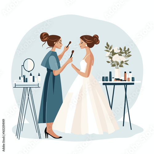 Bridal makeup preparation scene