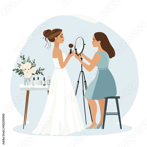 Bridal makeup preparation scene