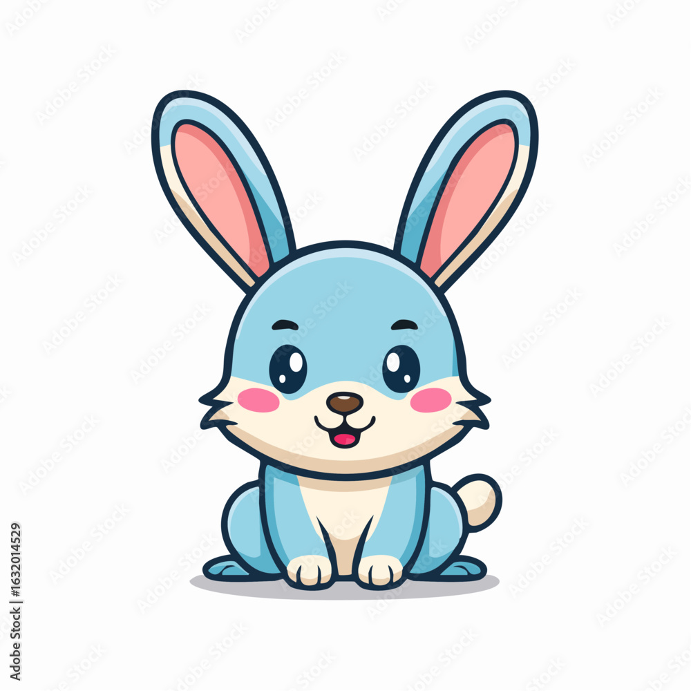 Obraz premium Delightful Blue Cartoon Rabbit Character Illustration with Adorable Features and Simple Design