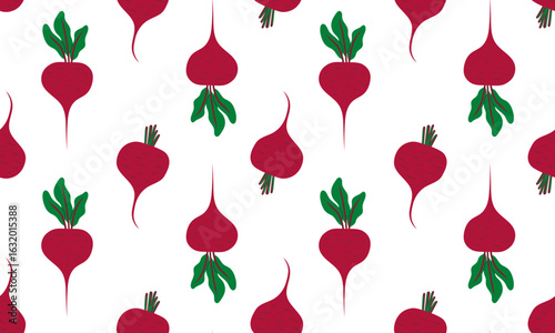 Seamless pattern with beetroot. Vegetable background. Healthy vegetarian food. Hand drawn flat vector illustration