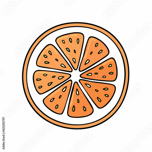 A Vibrant Slice: Cartoon-Style Orange Segment Isolated on a Clean White Background
