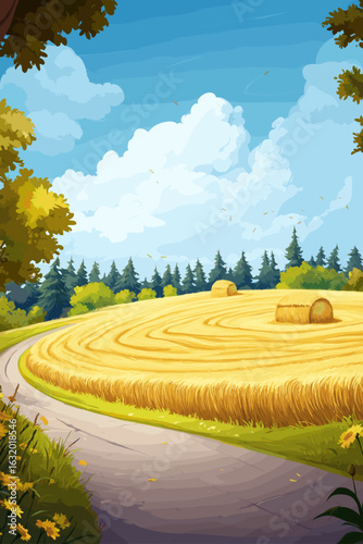Sunny Summer Field Landscape