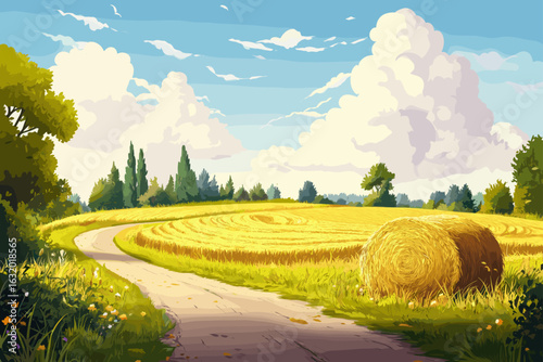 Sunny Summer Field Landscape