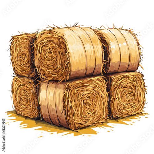 Golden straw bales for autumn harvest decoration