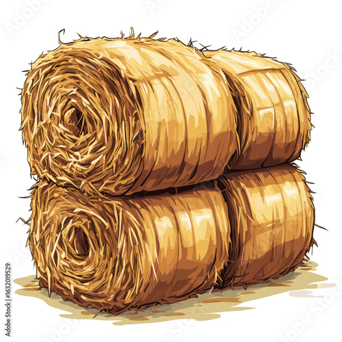 Golden straw bales for autumn harvest decoration