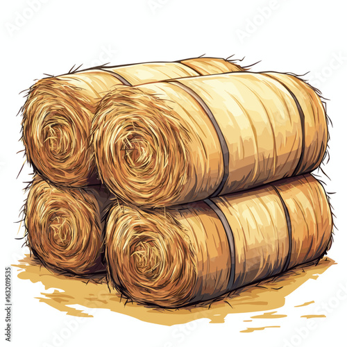 Golden straw bales for autumn harvest decoration
