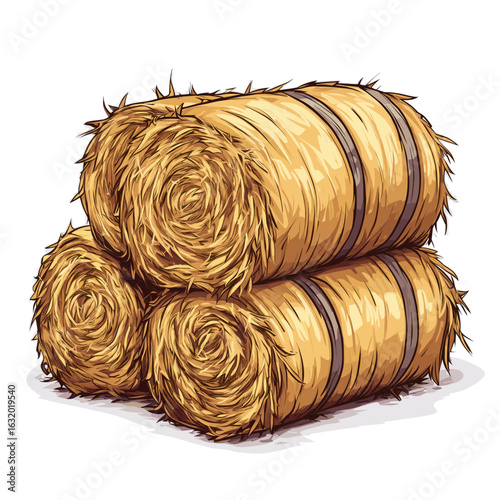 Golden straw bales for autumn harvest decoration