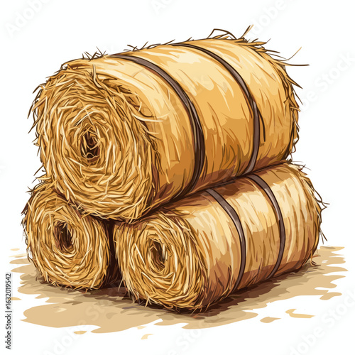 Golden straw bales for autumn harvest decoration