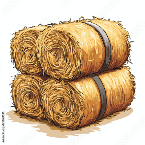 Golden straw bales for autumn harvest decoration