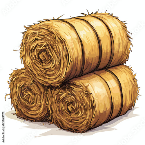 Golden straw bales for autumn harvest decoration
