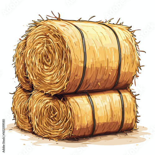 Golden straw bales for autumn harvest decoration