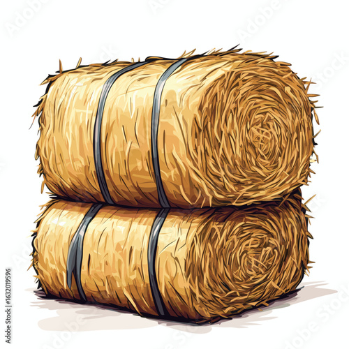 Golden straw bales for autumn harvest decoration