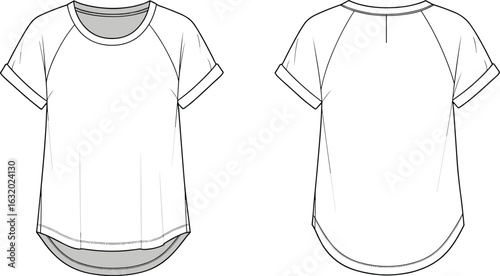 Girls white flutter sleeve top with curved hem, sleeveless blouse fashion flat sketch, cute toddler summer clothing illustration