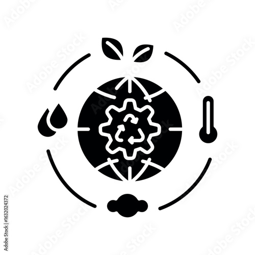 adaptation to climate change black flat icon.