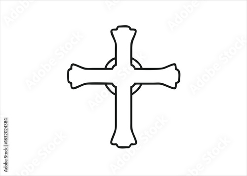 A simple black cross symbol representing a medical or religious emblem isolated on white background