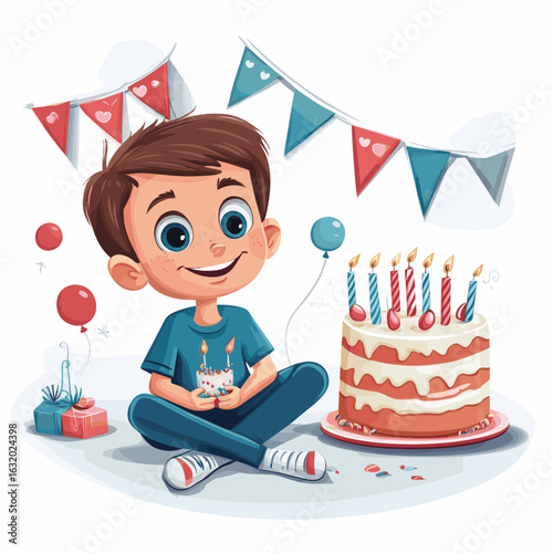 Happy birthday celebration with a boy