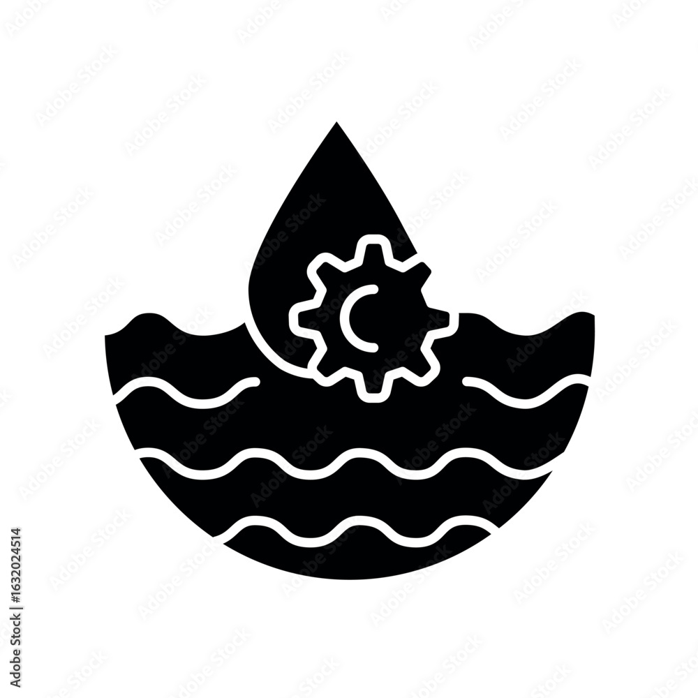 Obraz premium climate-sensitive water management flat black icon.