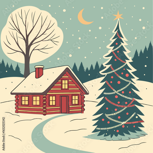 Weihnachten-Mond-Illustration 