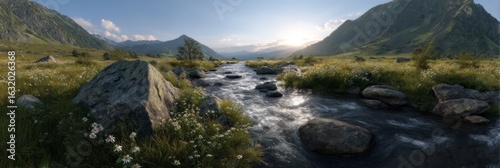 Nature stream hdr panorama 360 degrees view