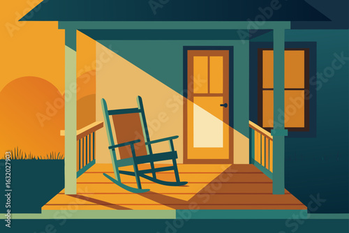 cottage porch sunlight rocking chair