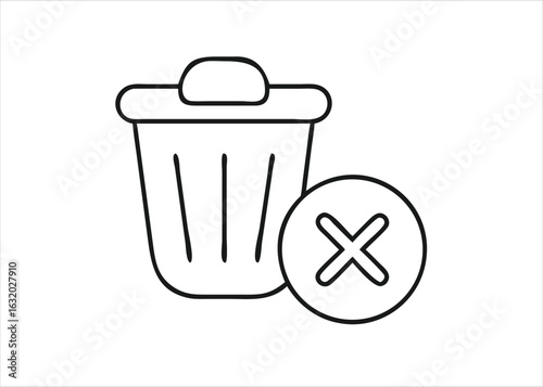 A clean graphic representation of a simple trash bin symbol for deletion and disposal tasks isolated on white background