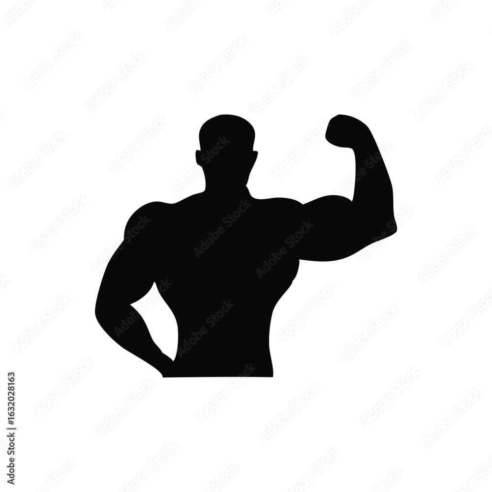 Fototapeta premium Muscular Athlete Bodybuilder Silhouette Vector Design