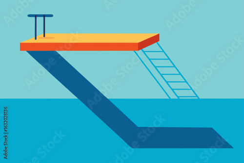diving board ocean platform sunlight
