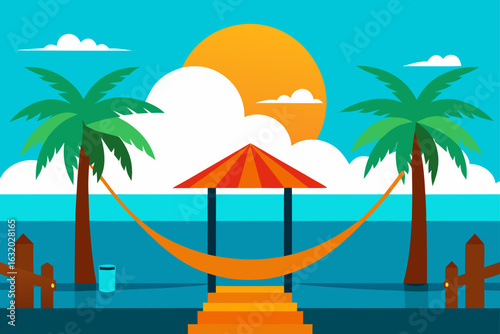 tropical dock hammock sunshine