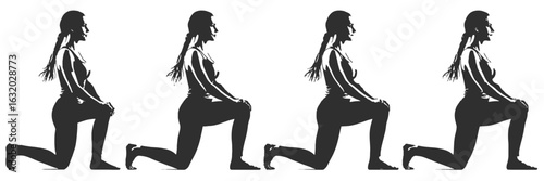 Woman performing lunges exercise sequence silhouette