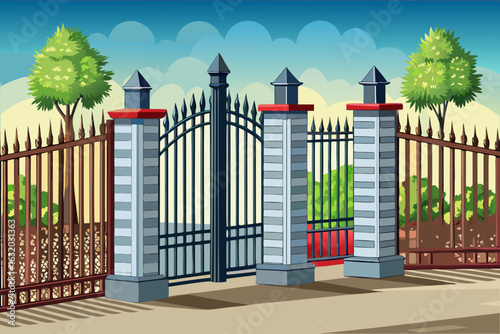 vector of Modern steel fence model that has many applications in buildings and other possibilities...