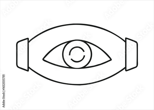 A simple black outline graphic representing a field of view or camera lens aperture isolated on white background