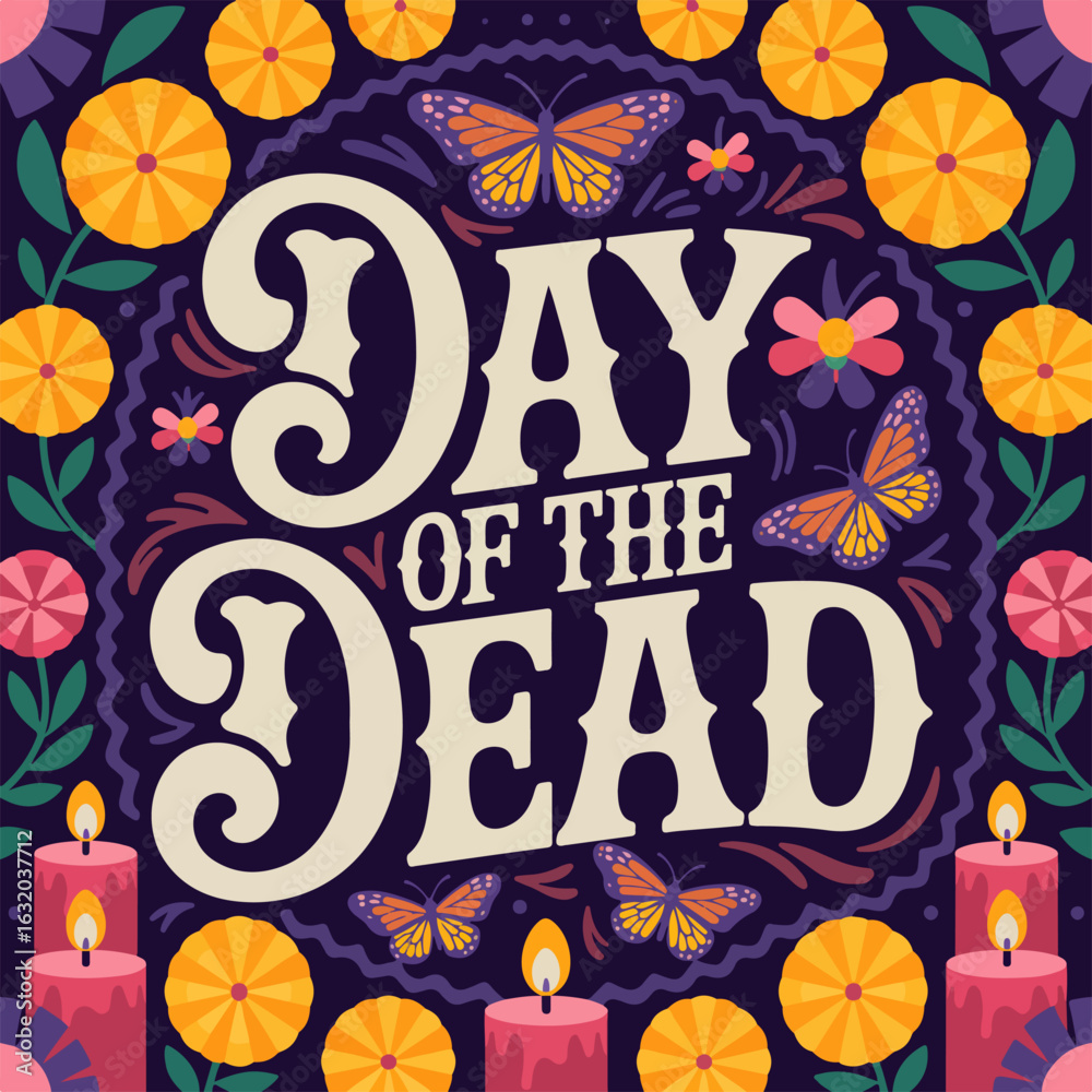 Fototapeta premium day of dead typography , day of dead lettering , day of dead