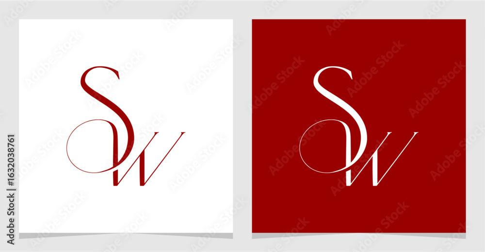 Fototapeta premium SW or WS Initial Letter Logo Vector Element , Initial Logo for Brand Vector Design Graphic