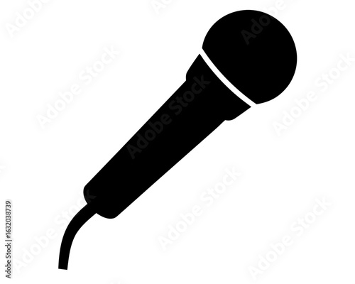 Silhouette illustration of a dynamic microphone used for vocal performance or speaking