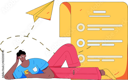 Inspiring startup dreams begin with a simple plan, envisioning project success with a paper airplane and modern checklist, planning new ideas for a creative business launch