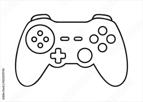 Detailed outline drawing of a video game controller for creative coloring activities and artistic expression isolated on white background