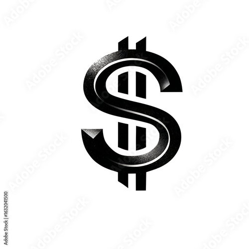 Dollar sign minimalist icon style, centered, high contrast, no shadow, transparent background, vector-like look