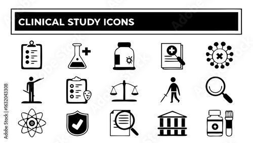 set of clinical study icons