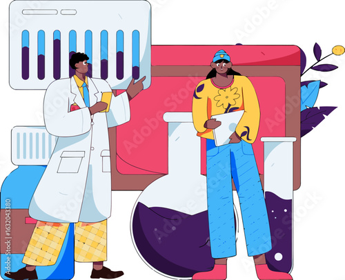 Dynamic scientific research team collaborating on data analysis and lab experiments, perfect for illustrating innovation in healthcare, pharmaceutical breakthroughs, and cutting-edge medical technolog