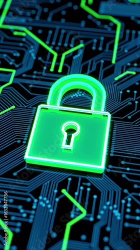 Wallpaper Mural Bright digital lock symbol against a circuit board background highlighting cybersecurity concepts and protection measures Torontodigital.ca