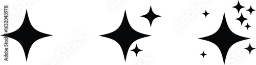 A collection of shimmering, black stars sparkles and radiates on the image. Embodying brightness, beauty, and charm with pure, simplistic illustration.