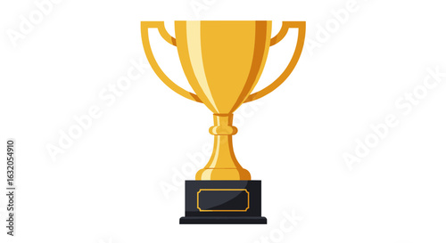 Golden trophy on black base with white background