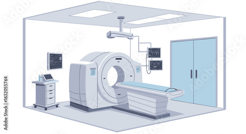 Modern medical imaging room with advanced ct scanner technology